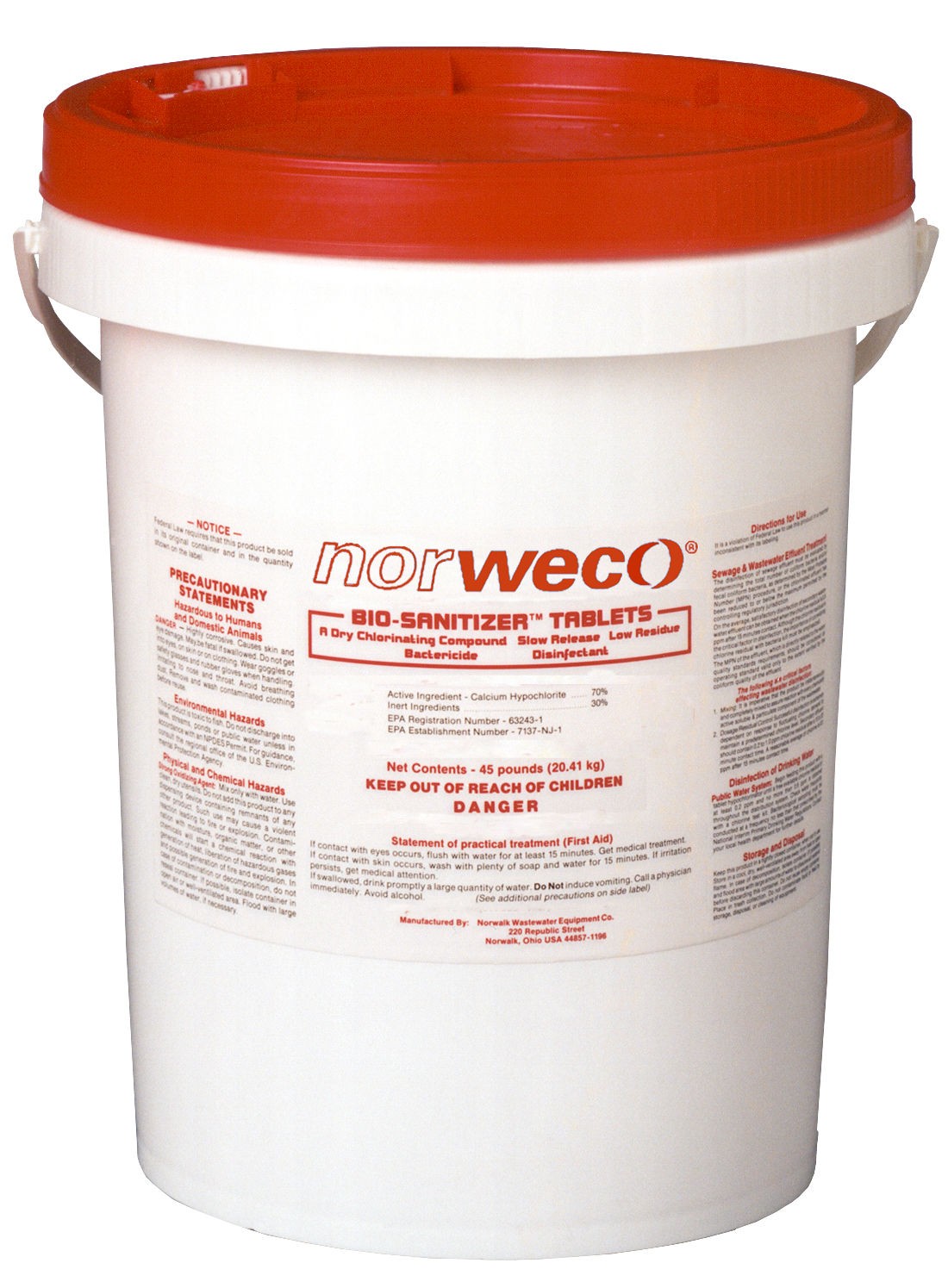 Norweco Bio-sanitizer Septic Chlorine Tablets - 45lb - 70% Minimum Available Chlorine